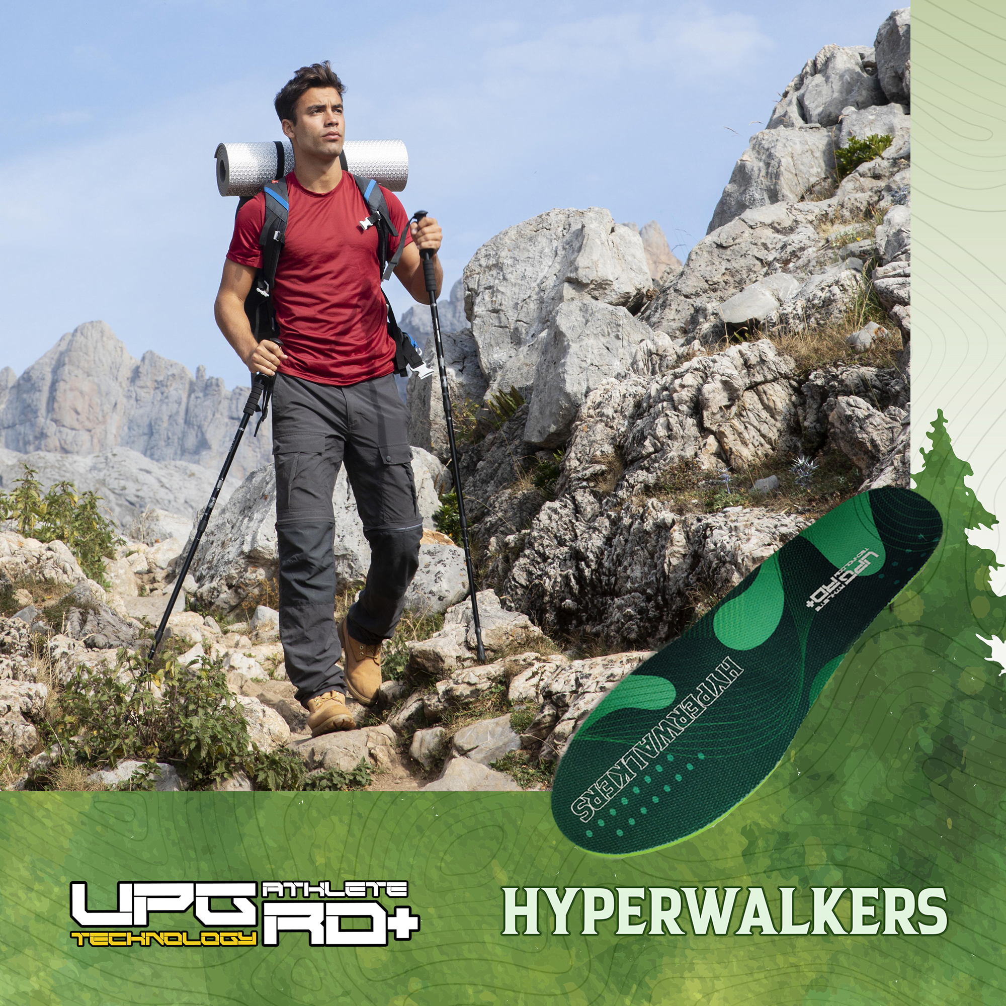 Solette Ortopediche Trekking Hiking Camminata Escursionismo HYPERWALKERS (Coppia) – Bild 2